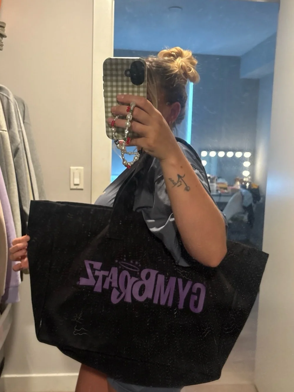 GYMSHARK X BRATZ Black Tote with Purple Logo
